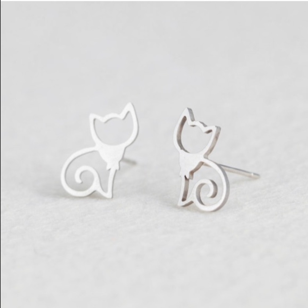 New Stainless steel cat minimalist earrings